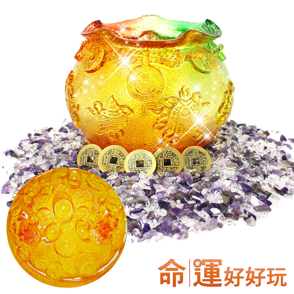 独家财富设计 ◆藏传八吉祥&财神咒殊胜加持 ◆双色白紫水晶,金水相生